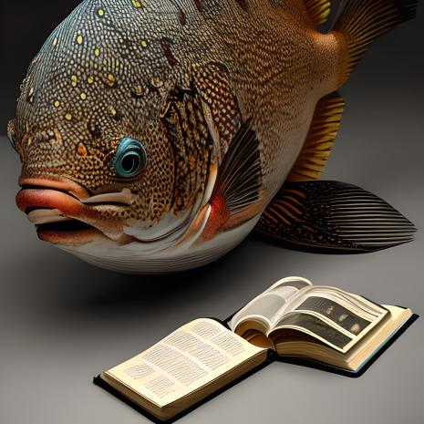 Fisch reading a book